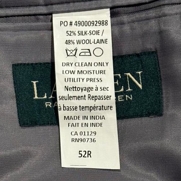 Ralph Lauren Sport Coat Blazer Silk Wool Houndstooth Classic Business Gray 52R - Picture 4 of 10